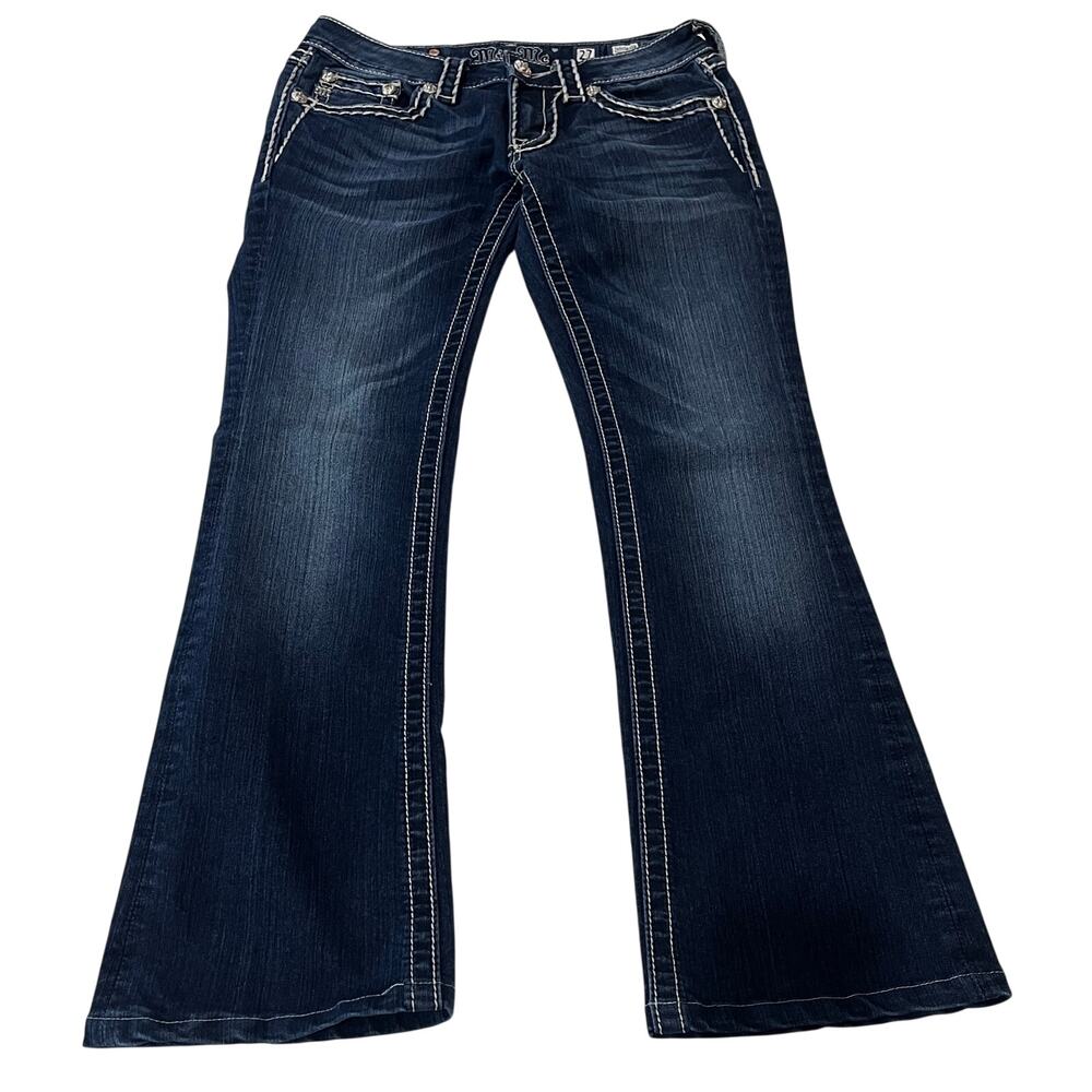 16-38 MISS ME JS5014B58 Loose Saddle Casual Stitch Border Boot Cut Jeans 27
